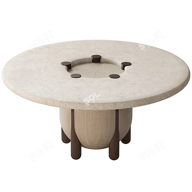 Nova Travertine High Table Ensemble 3D model image 4