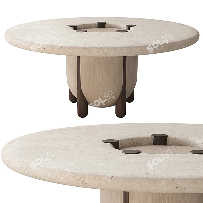 Nova Travertine High Table Ensemble 3D model image 5