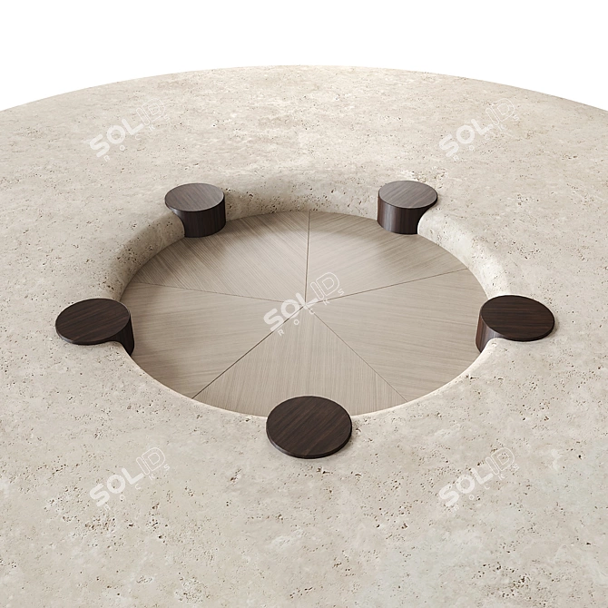 Nova Travertine High Table Ensemble 3D model image 7