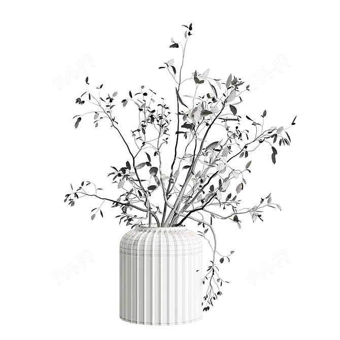 White Branches in Glass Vase 3D model image 4