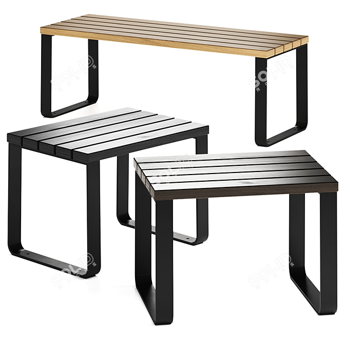 Modern Miramondo Side Stool Set 3D model image 1