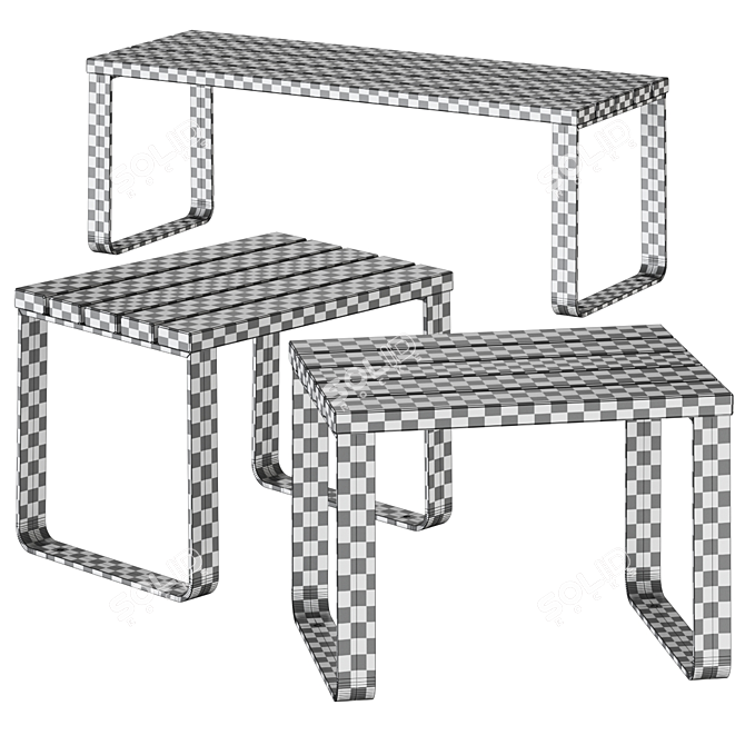 Modern Miramondo Side Stool Set 3D model image 3