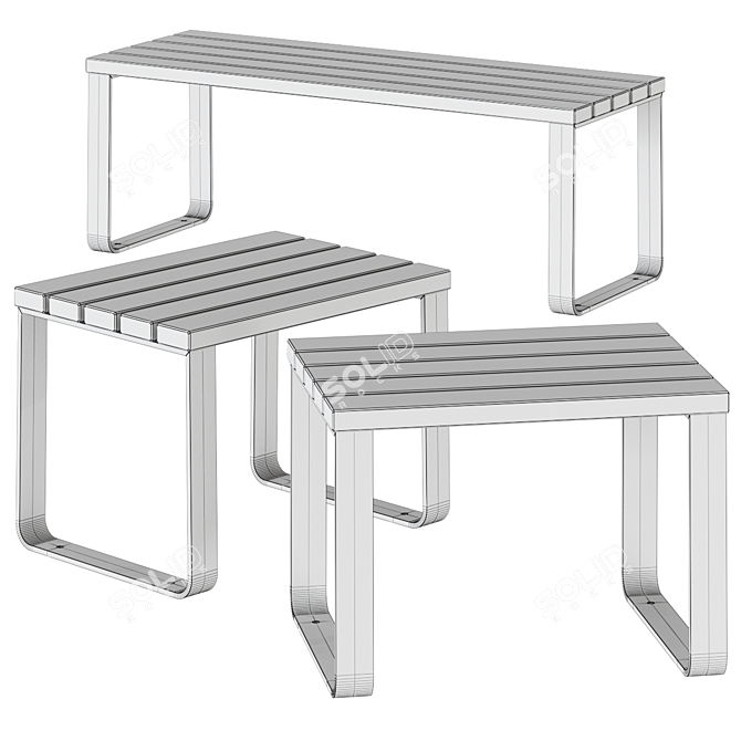 Modern Miramondo Side Stool Set 3D model image 4