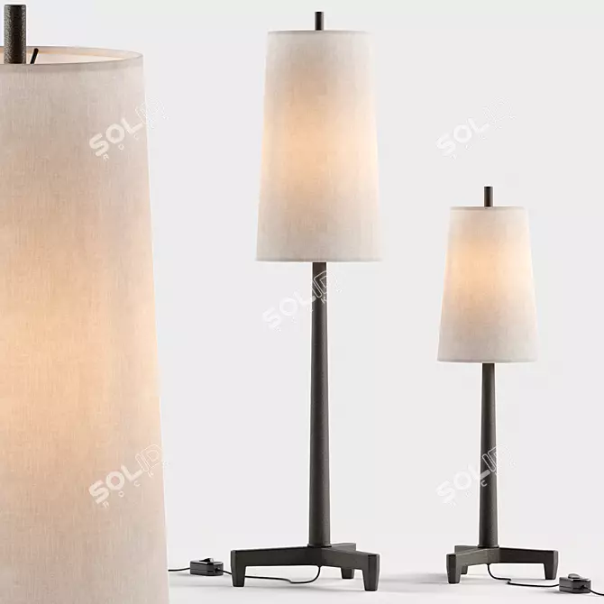 Stylish FALLON Iron Table Lamps 3D model image 1