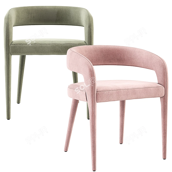 Elegant Lisette Velvet Dining Armchair 3D model image 5