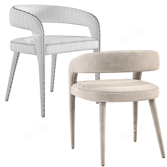 Elegant Lisette Velvet Dining Armchair 3D model image 6