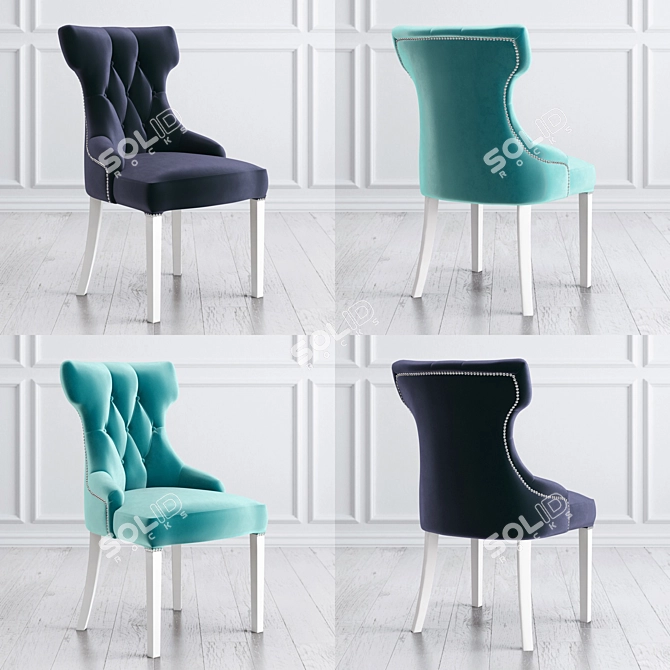 Multi-Color Floral Velvet Chair 3D model image 5