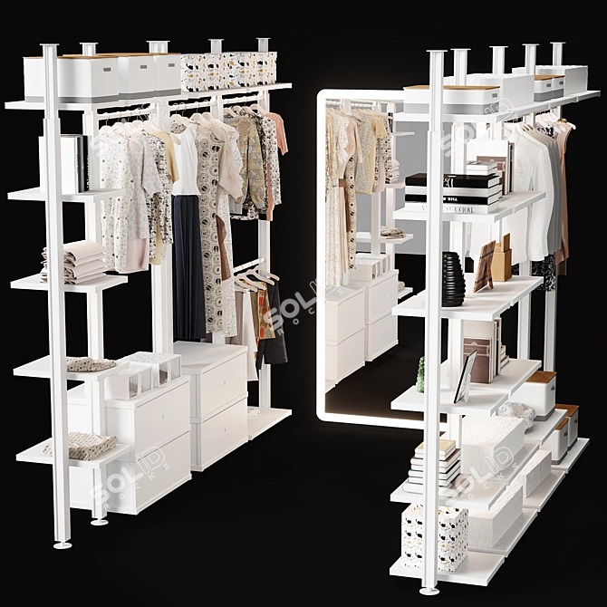 Modular Wardrobe with Dual Render Support 3D model image 1