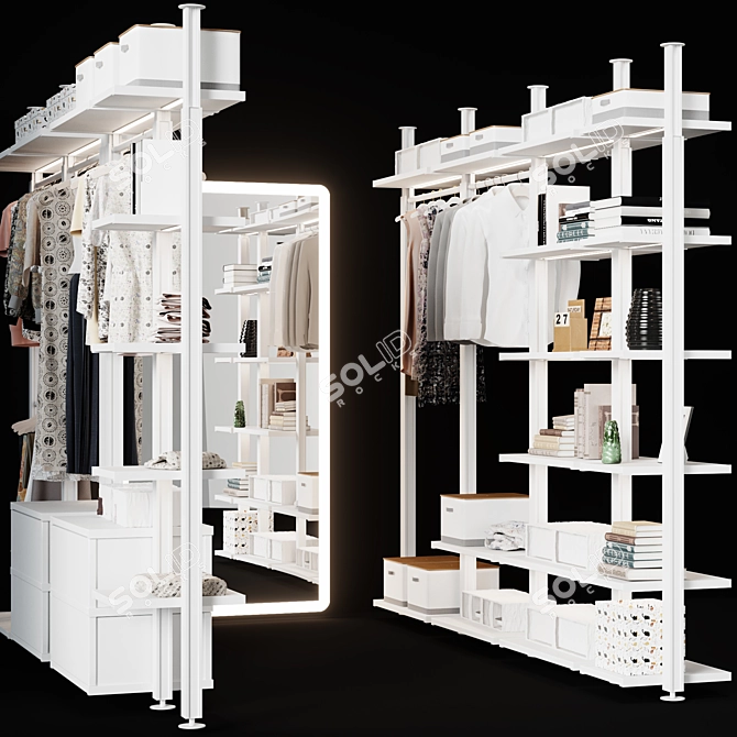 Modular Wardrobe with Dual Render Support 3D model image 3