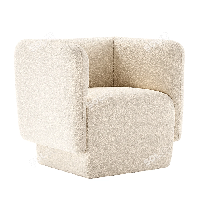Modern Boucle Lounge Chair, 3D-Ready 3D model image 1