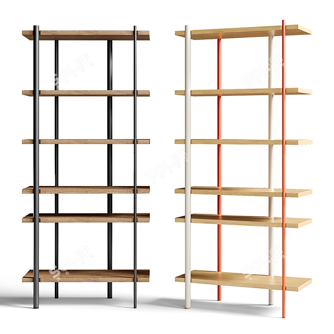 Rhythmic Bookshelf Divider in Vivid Colors 3D model image 1