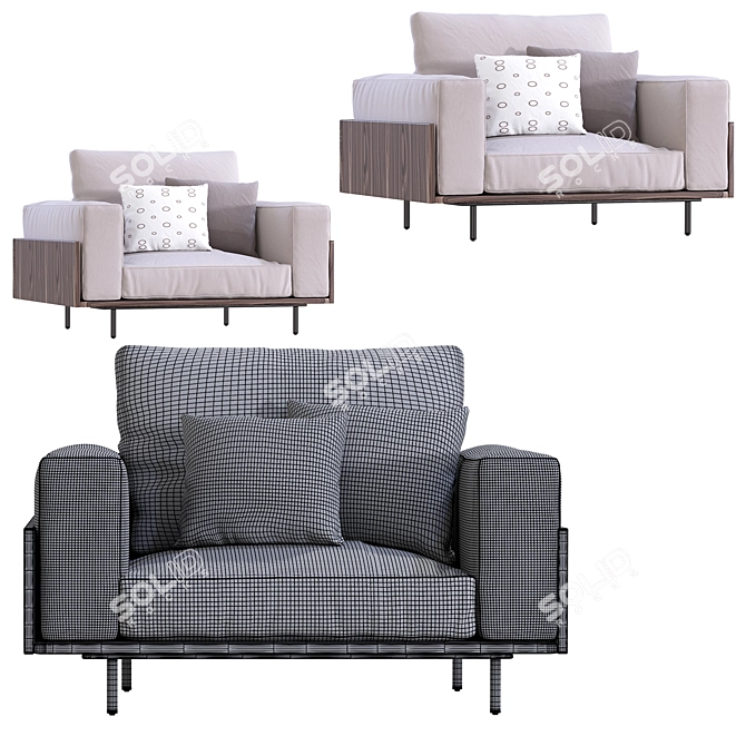 Modern Minotti Brasilia Armchair 3D Model 3D model image 4