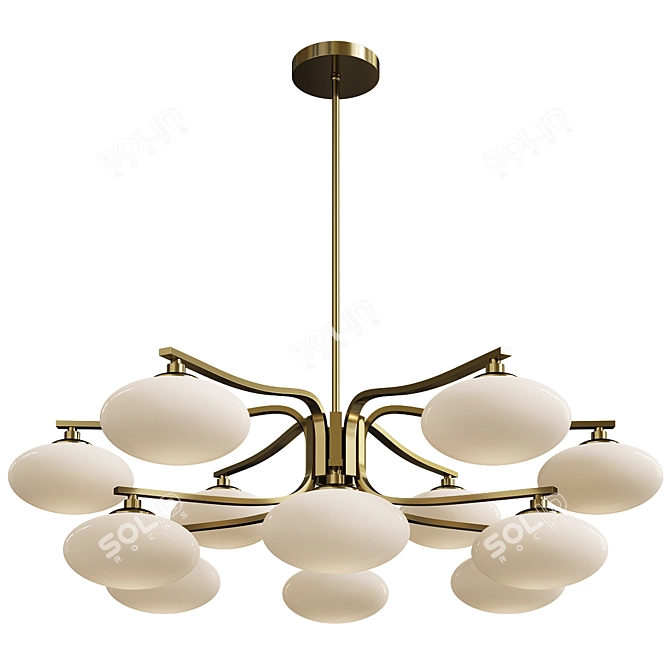 Elegant Brass Mushroom Chandelier 3D model image 1