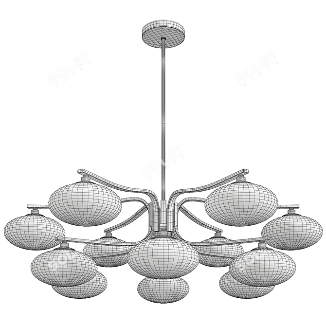 Elegant Brass Mushroom Chandelier 3D model image 2
