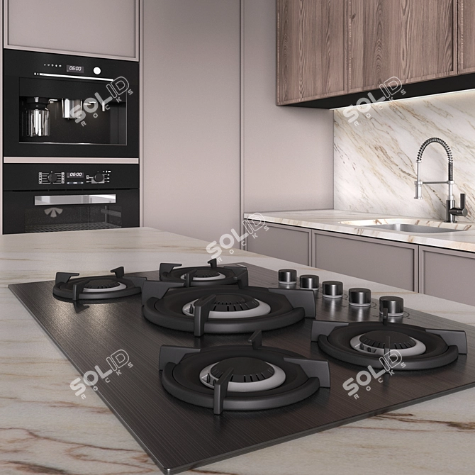 Neoclassic Corner Kitchen Set 3D model image 4