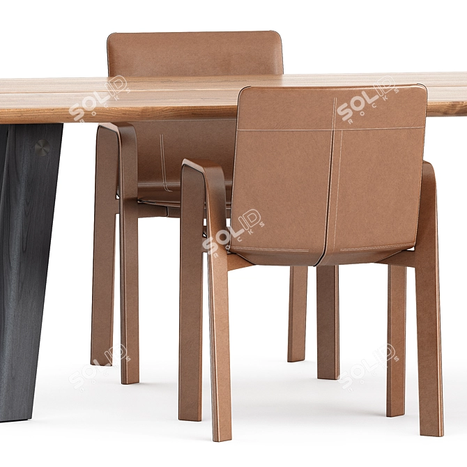 Elegant Hermes Chaise & P68 Table 3D model image 2