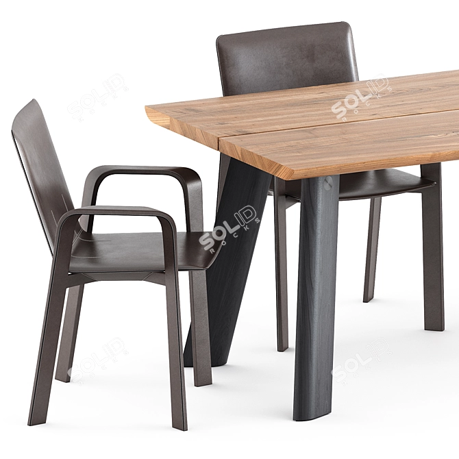 Elegant Hermes Chaise & P68 Table 3D model image 3