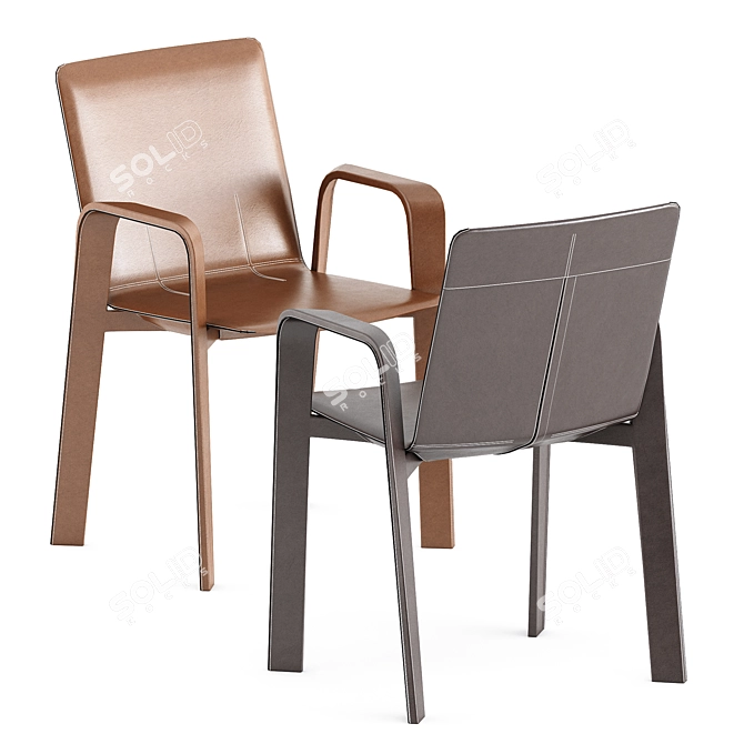 Elegant Hermes Chaise & P68 Table 3D model image 4