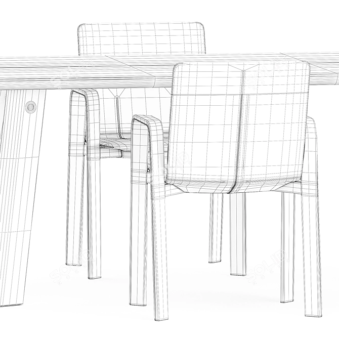 Elegant Hermes Chaise & P68 Table 3D model image 5