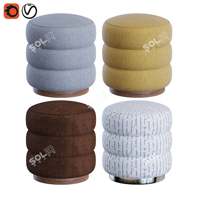 Modern Ottoman Furniture 3D Model 3D model image 1