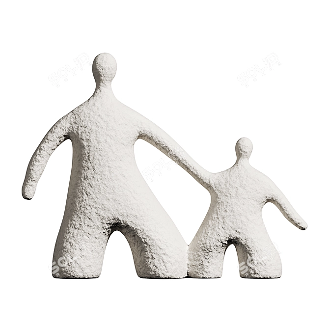 Nordic Ceramic Father Son Sculpture 3D model image 1