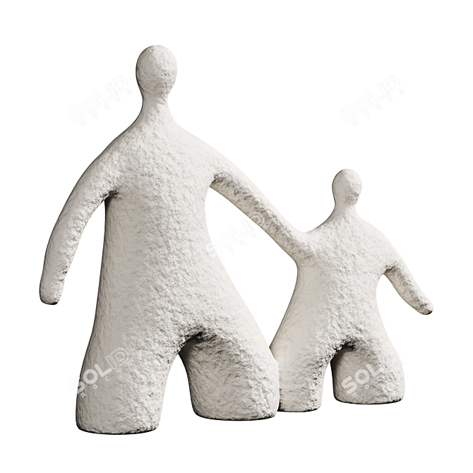 Nordic Ceramic Father Son Sculpture 3D model image 2