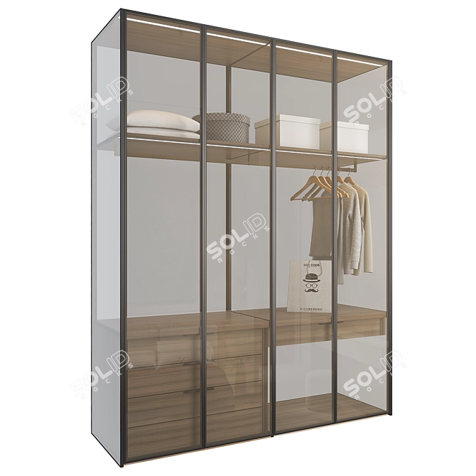 Contemporary Glass Wardrobe by LEMA 3D model image 3