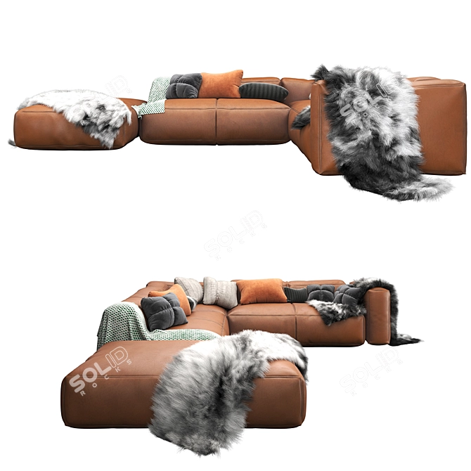 Luxury Leather Mags Soft Sofa 3D model image 2