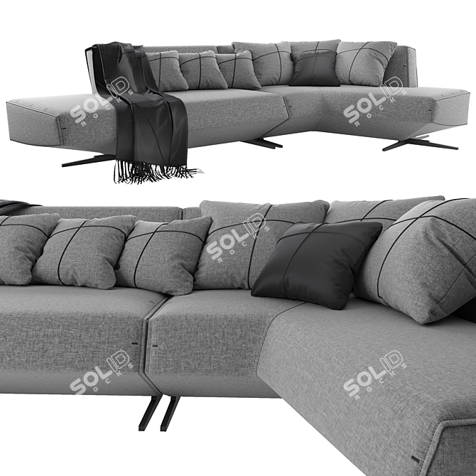 Modern Italian Designer Sofa Set 3D model image 1