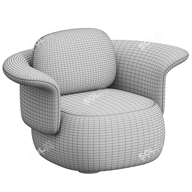 Sleek Bouclé & Velvet Armchair 3D model image 3