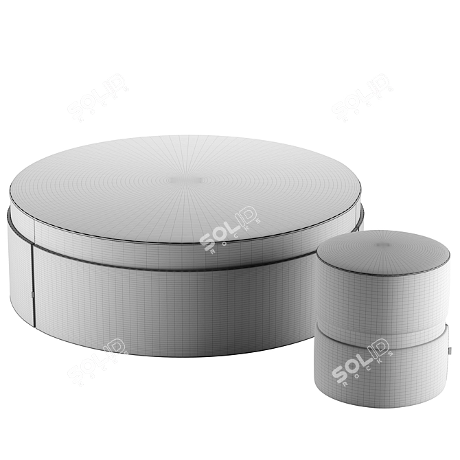 Laskasas Upholstered Round Poufs 3D model image 2