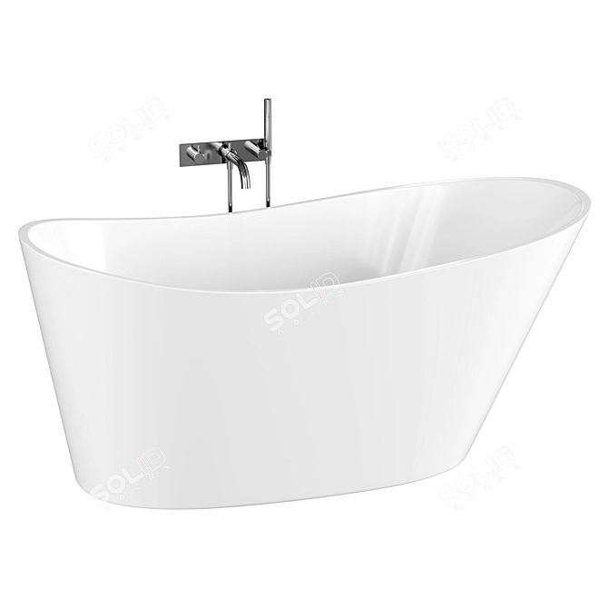 Sleek Freestanding Acrylic Bathtub 3D model image 1