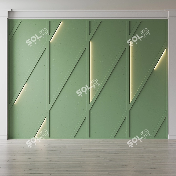 Wooden 3D Decor Panel with Lighting 3D model image 1