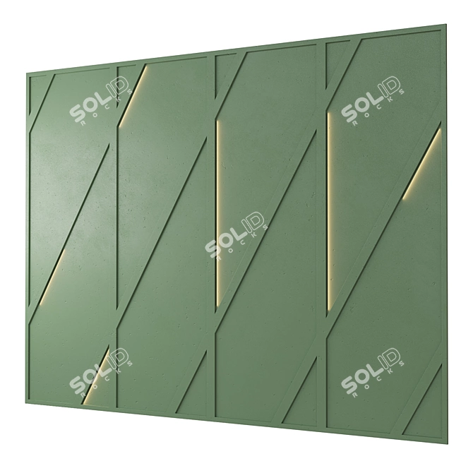 Wooden 3D Decor Panel with Lighting 3D model image 3