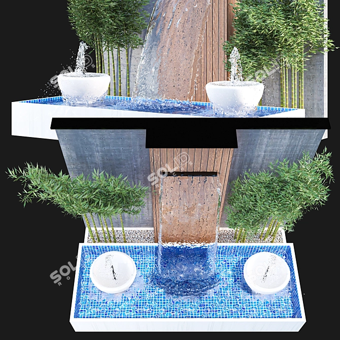 Bamboo Sand Fountain Sculpture 3D model image 3