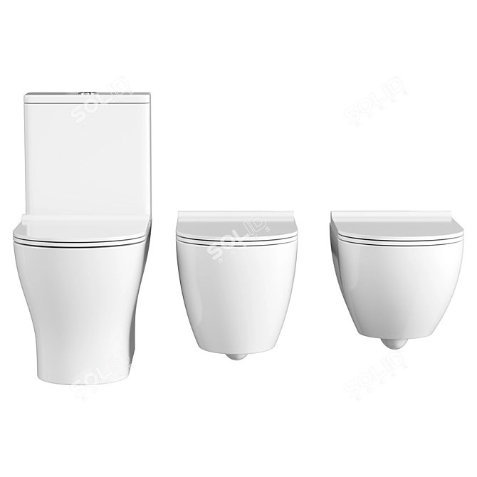 Merlingen Wall-Hung Toilet Set 3D model image 2