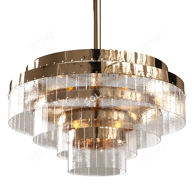 Elegant Art Deco Chandelier Duo 3D model image 1