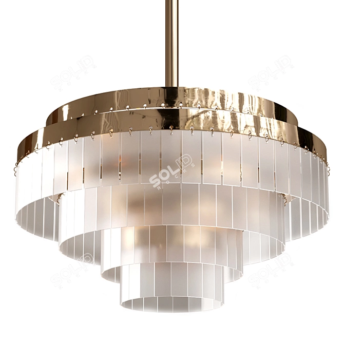 Elegant Art Deco Chandelier Duo 3D model image 2