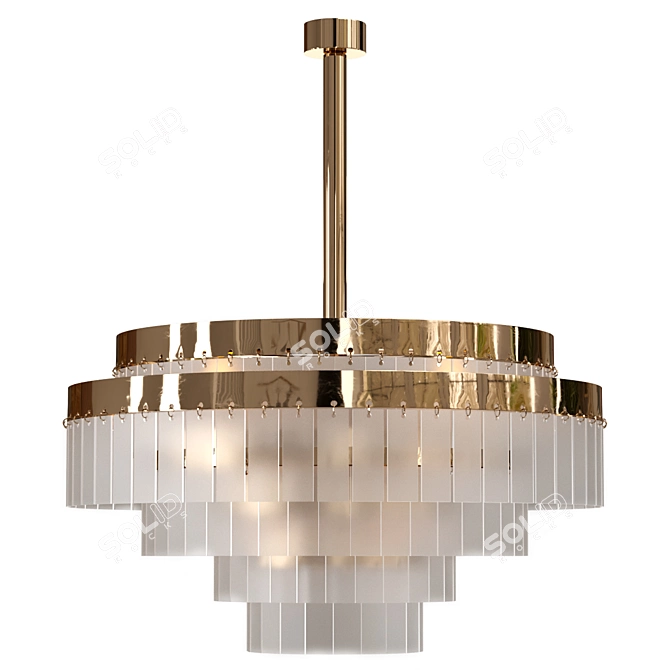 Elegant Art Deco Chandelier Duo 3D model image 3