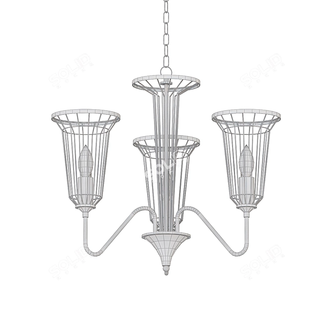 Elegant Black and Gold Chandelier 3D model image 2