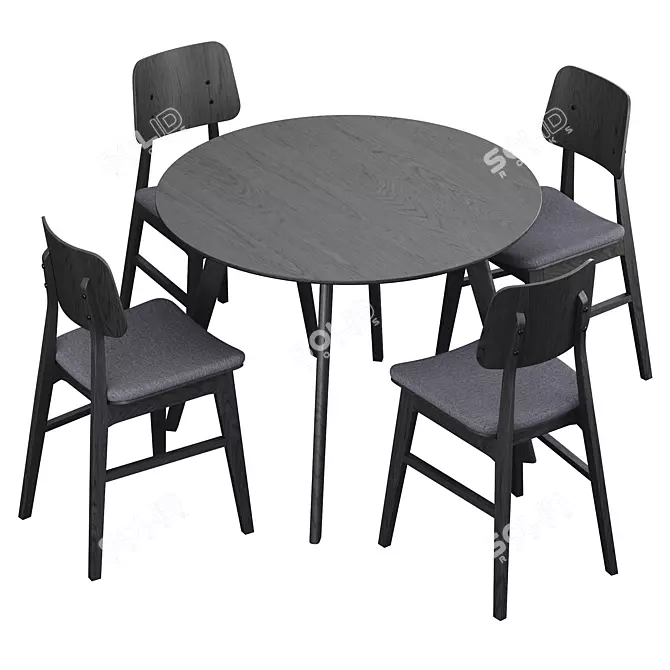 Nagano Chair & Yumi Dining Table 3D model image 2