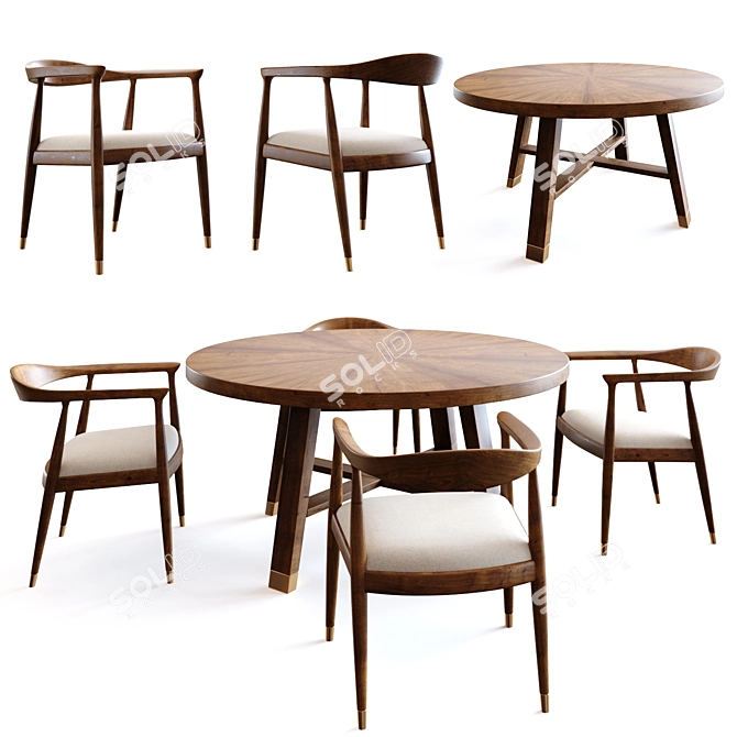 Java Dining Set with Cypress 3D model image 1