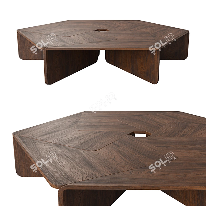 Walnut Coffee Table Matte Finish 3D model image 1