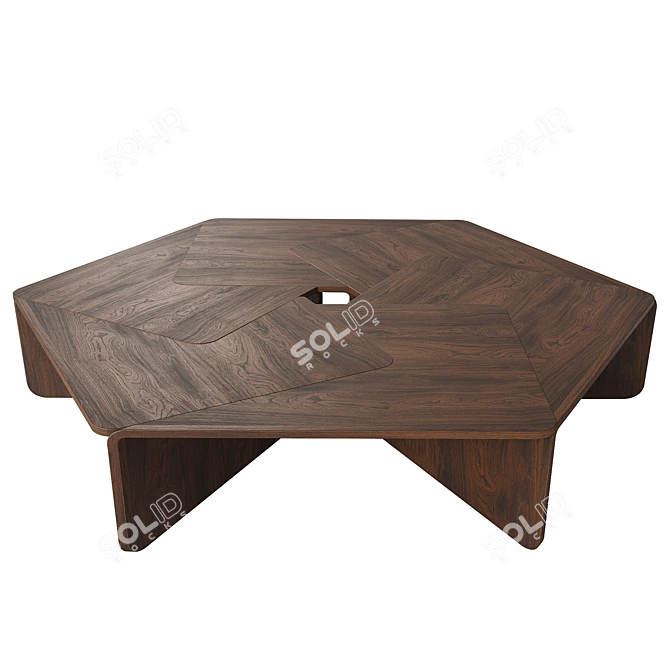 Walnut Coffee Table Matte Finish 3D model image 2