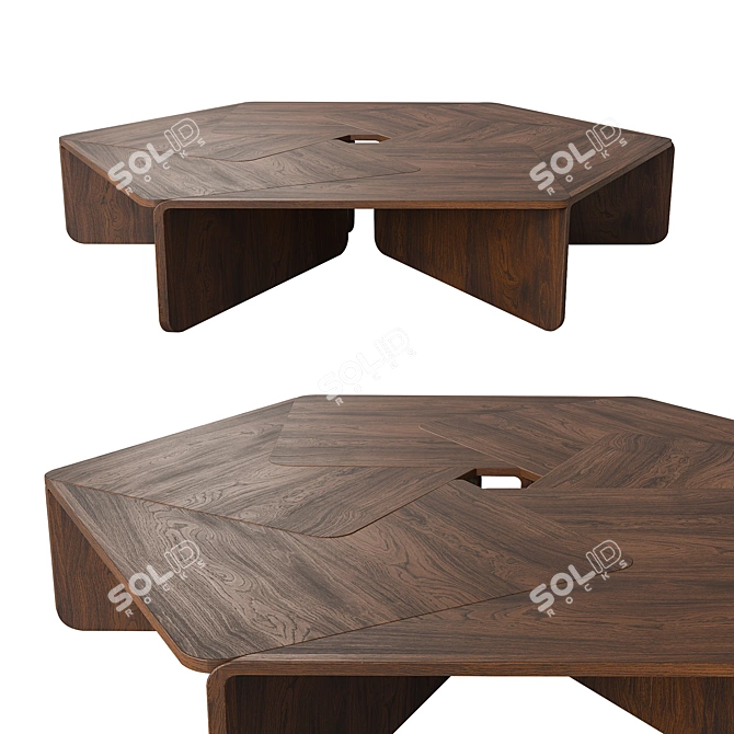 Walnut Coffee Table Matte Finish 3D model image 4