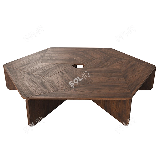 Walnut Coffee Table Matte Finish 3D model image 6