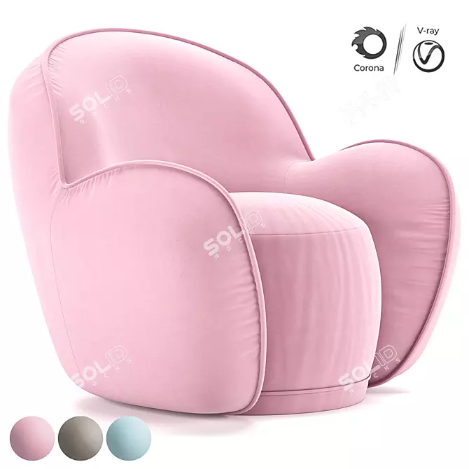 Elegant Dainty Armchair Circu 3D model image 1