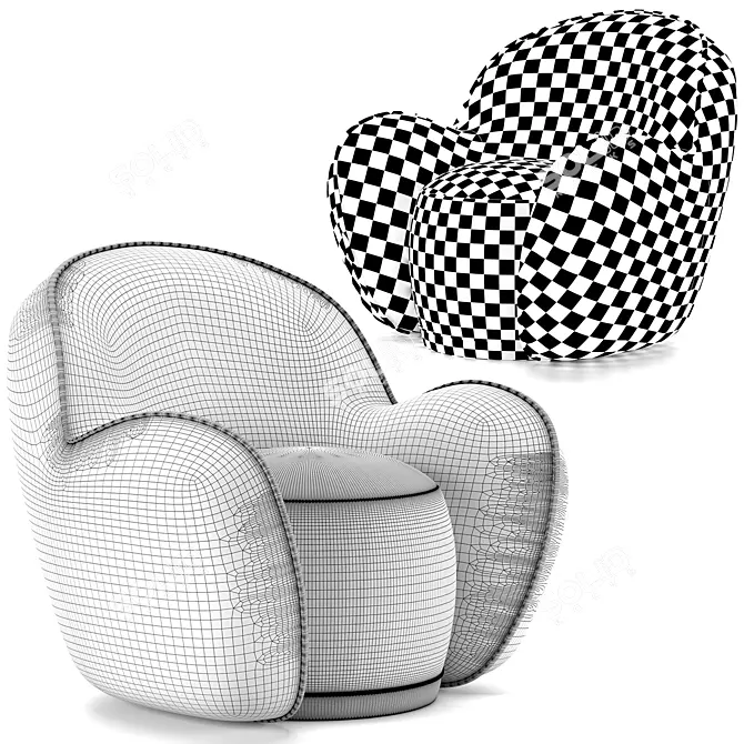 Elegant Dainty Armchair Circu 3D model image 6