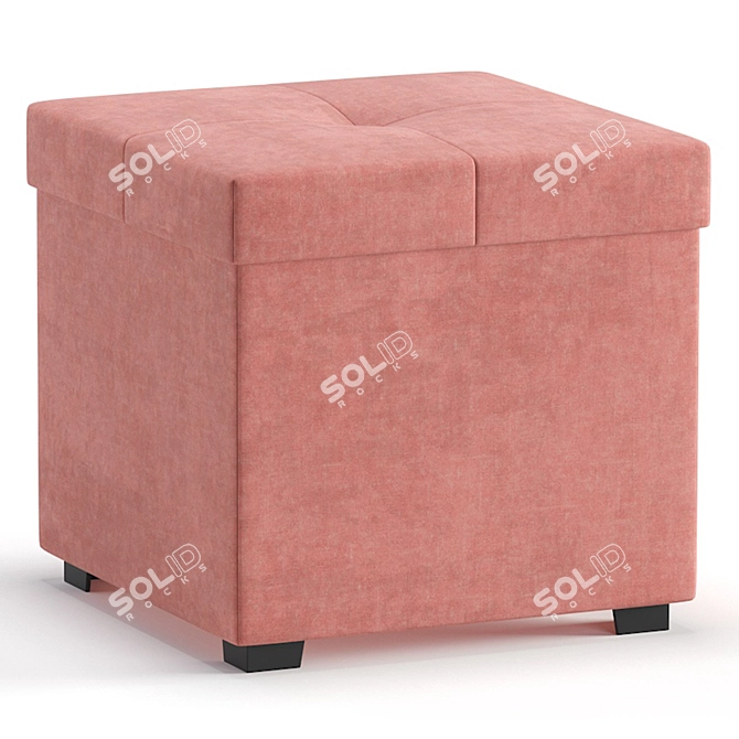 Velvet Beige Alpha Pouffe Ottoman 3D model image 5
