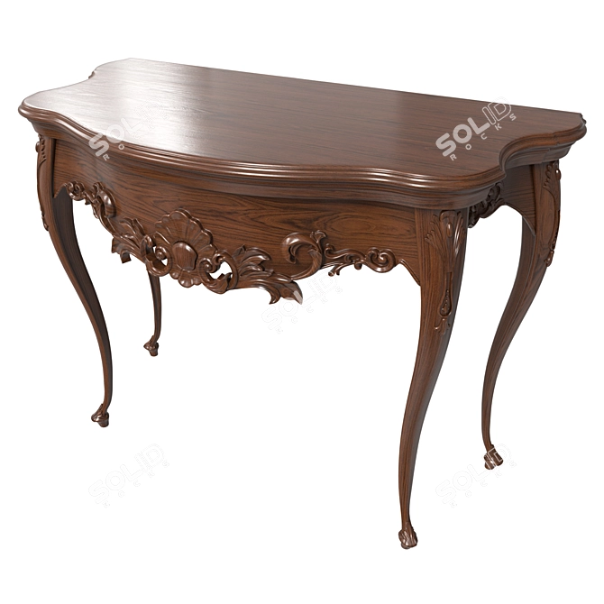 Carved Wooden Console Table 3D model image 2